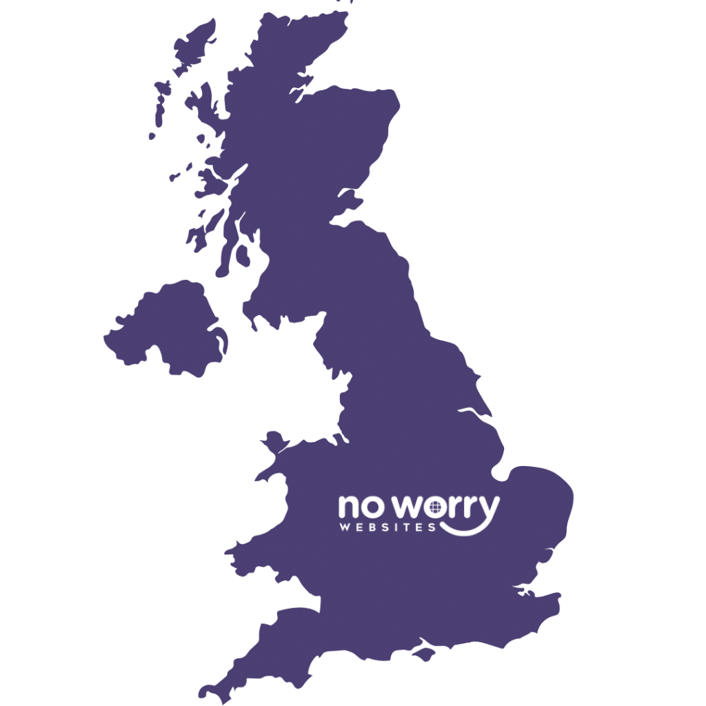 map with no worry websites logo. No worry franchise.