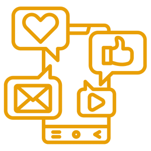 Mobile phone with social media icons. Ai that can create and post social media content and blog posts. Ai can write your social media.